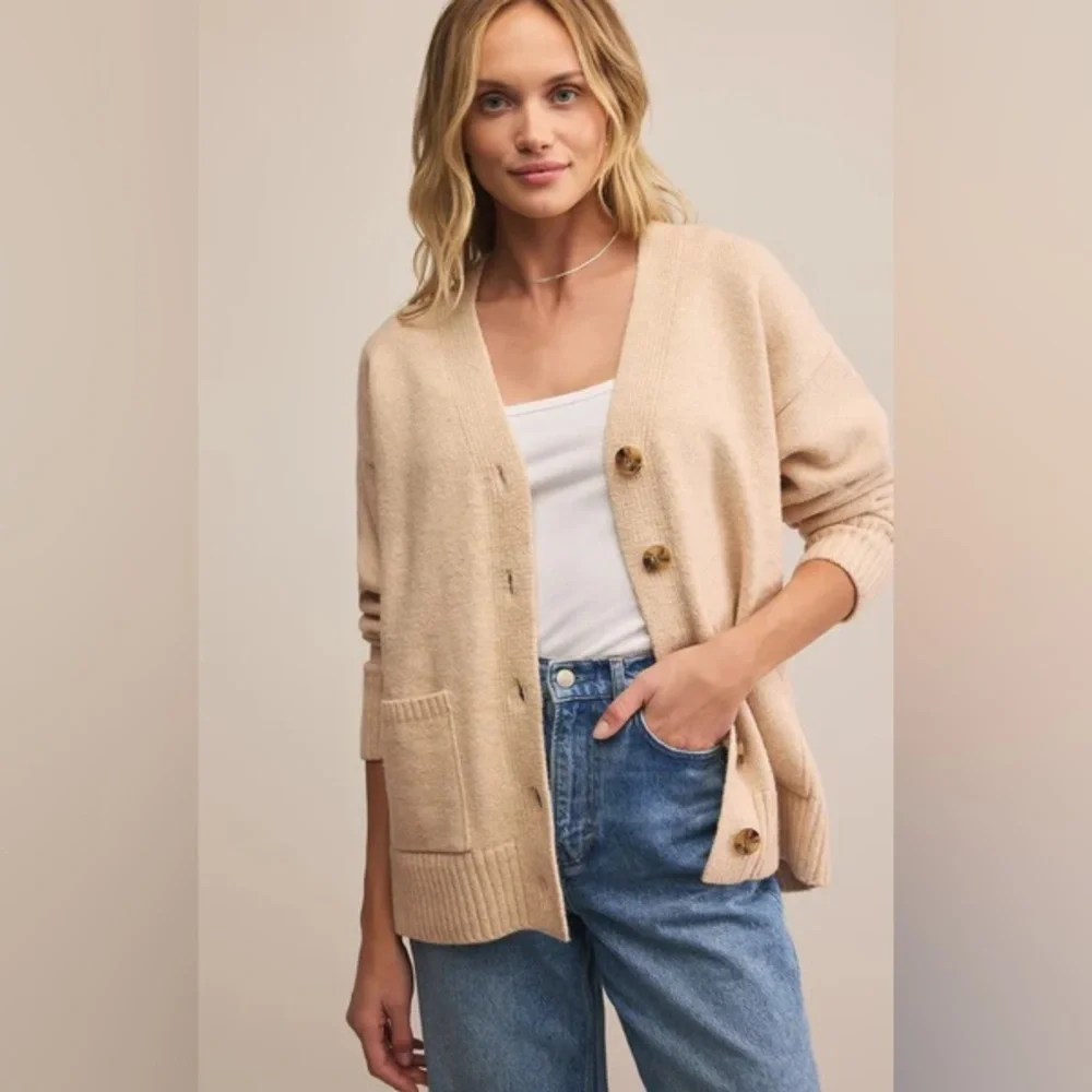 NEW Z SUPPLY women's theo cardigan in champagne heather size m - Picture 1 of 5